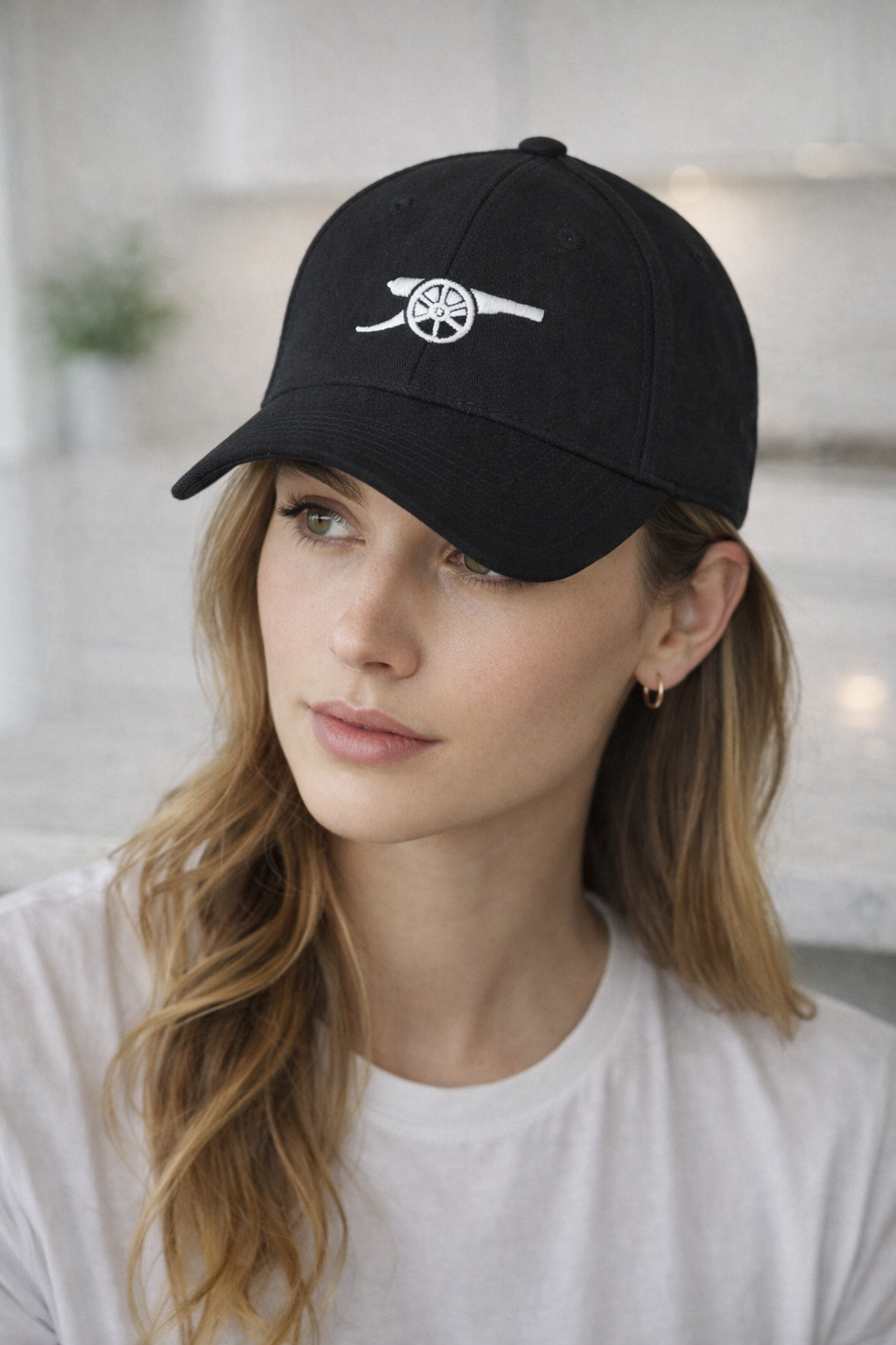 Arsenal Black Baseball Cap White Cannon