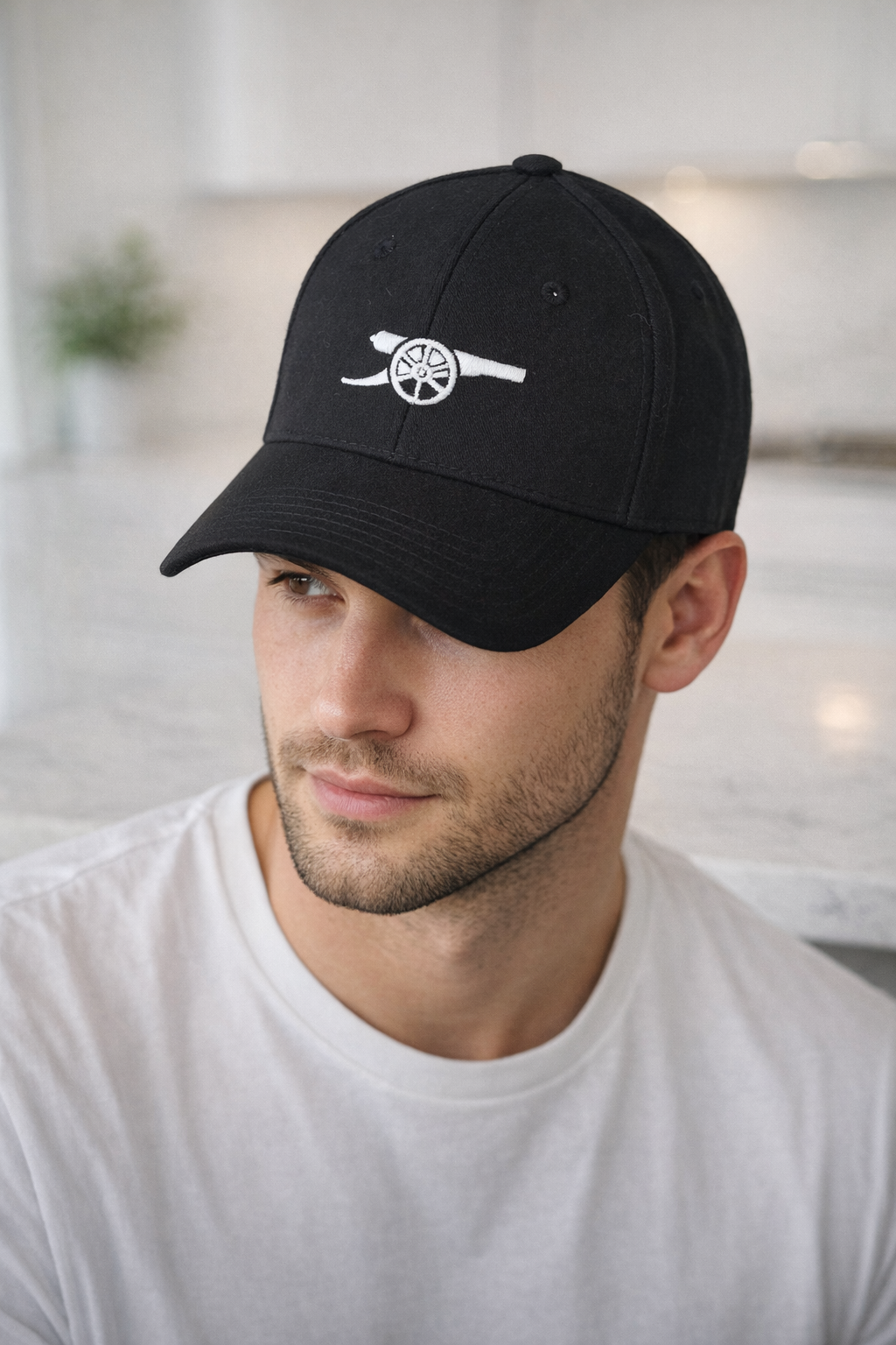 Arsenal Black Baseball Cap White Cannon