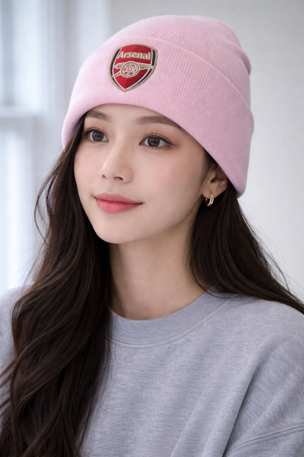 Arsenal Pink Crest Beanie