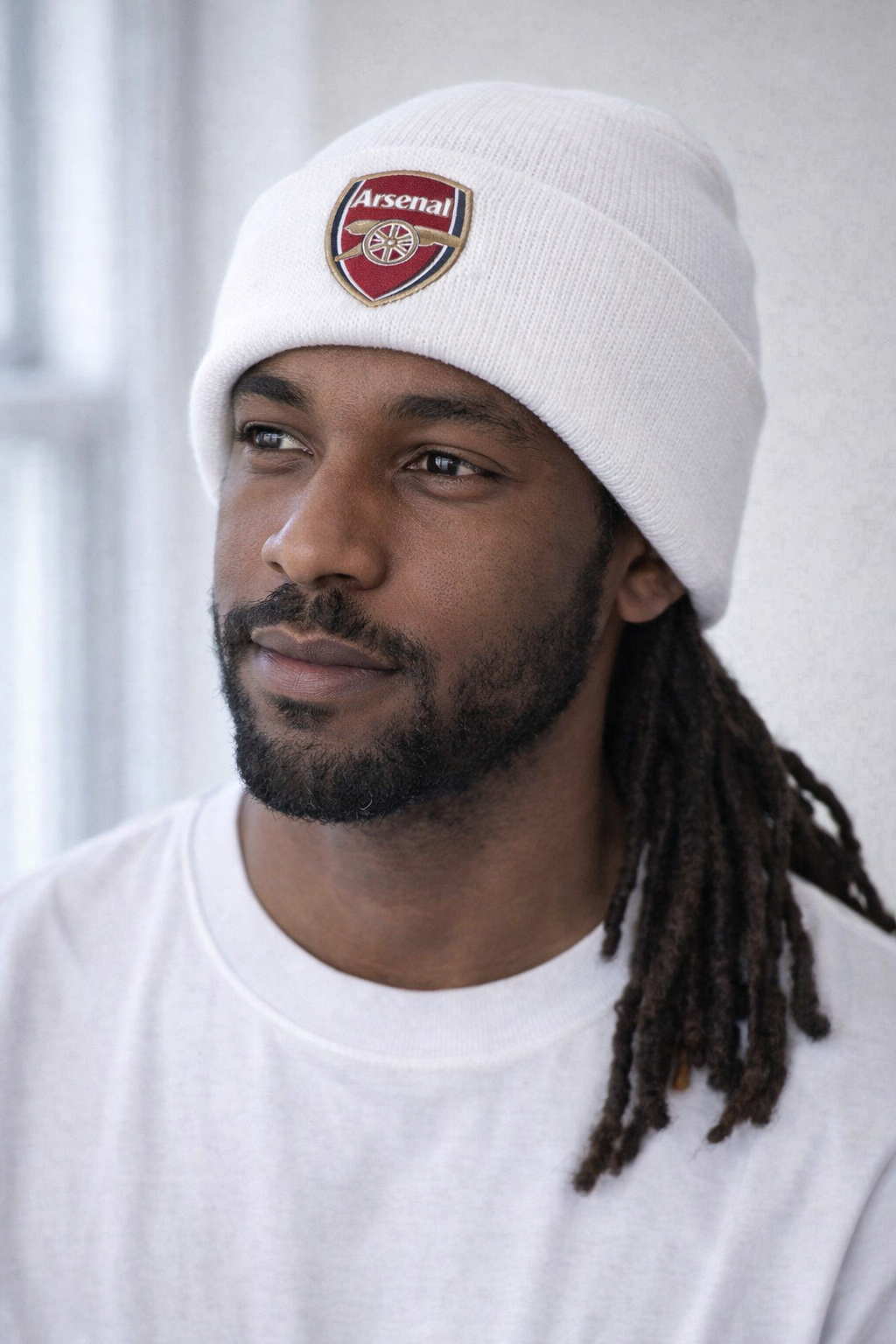 Arsenal White Crest Beanie