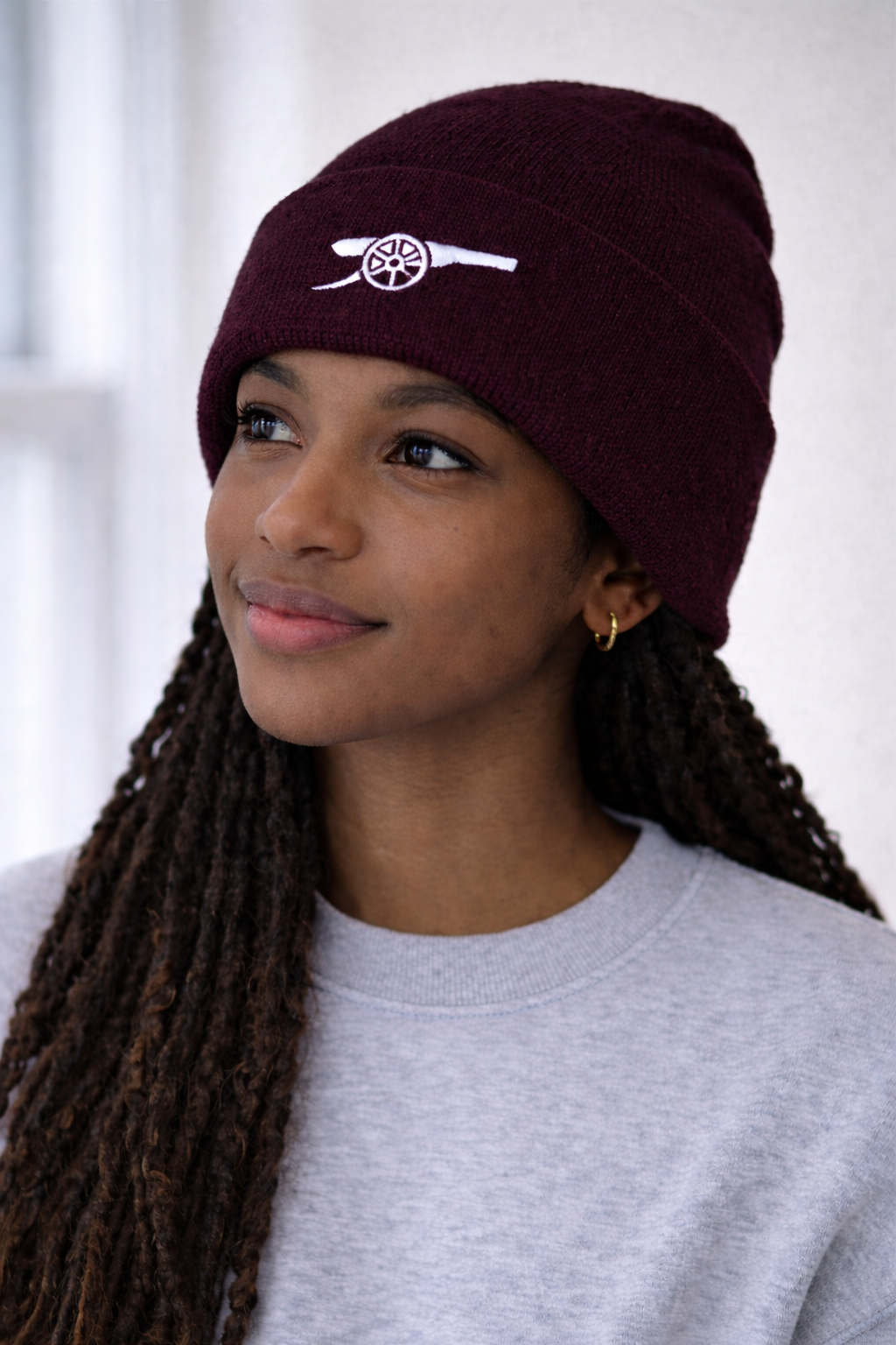 Arsenal Burgundy Beanie White Cannon
