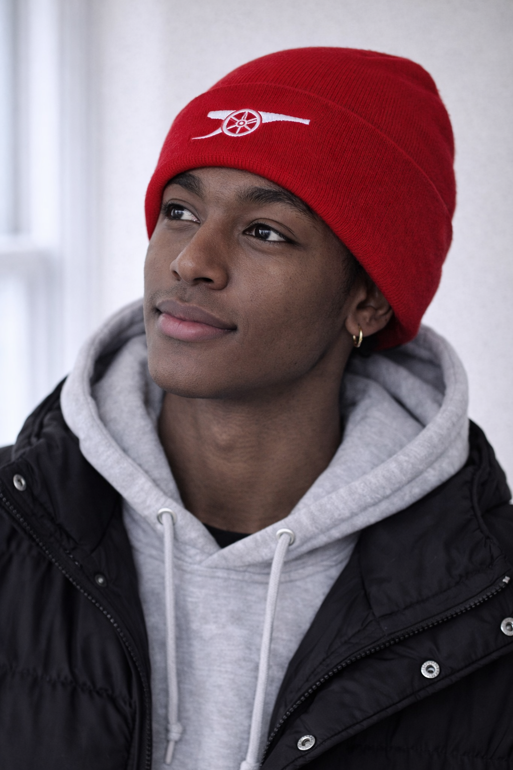 Arsenal Red Beanie White Cannon