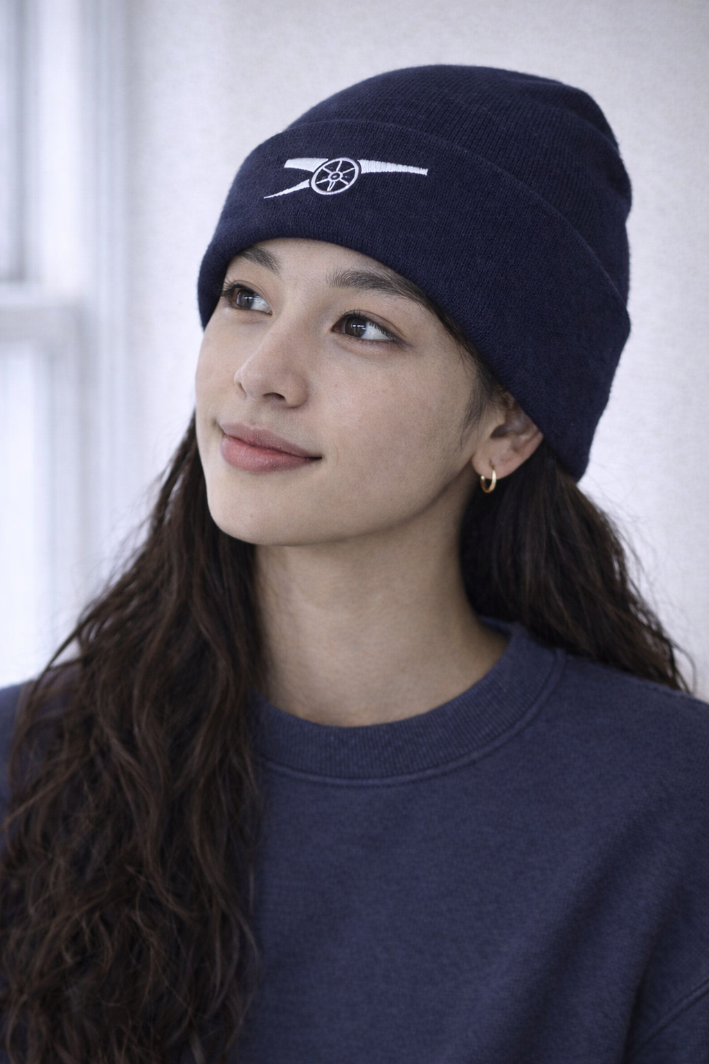 Arsenal Navy Beanie White Cannon