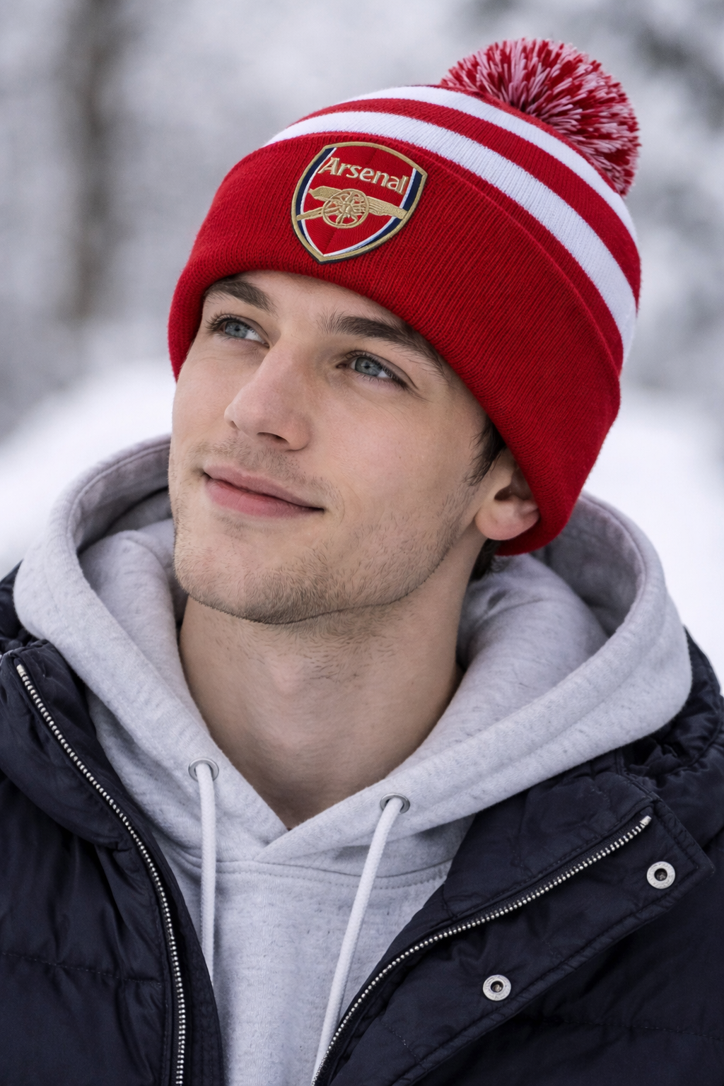 Arsenal Red And White Bobble Hat