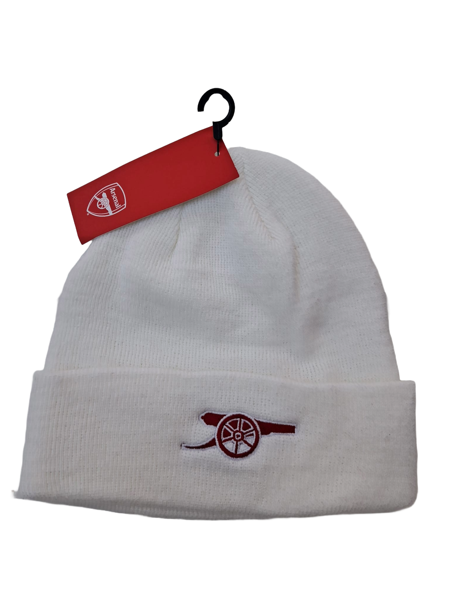 Arsenal White Beanie Red Cannon