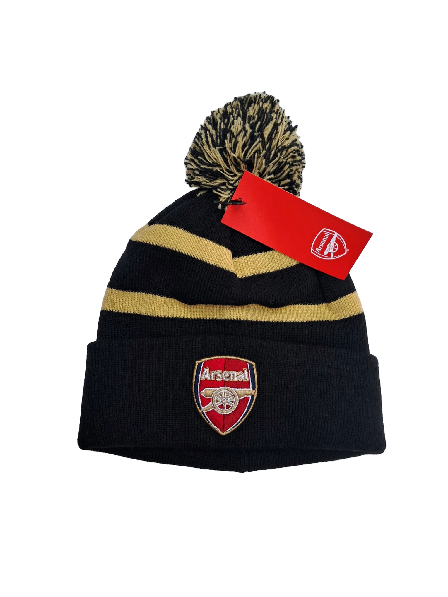 Arsenal Black And Mustard Bobble Hat